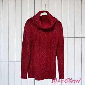 OLD NAVY  Women's Burgundy Pink Cable-Knit Turtleneck Sweater Size L